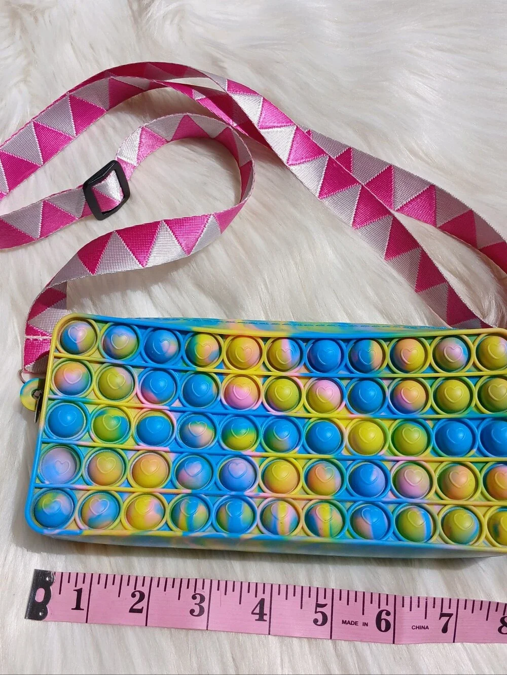 Pop It Purse Fidget Toy Tie Dye Blue Pink Yellow Pastel Rainbow Girls Crossbody